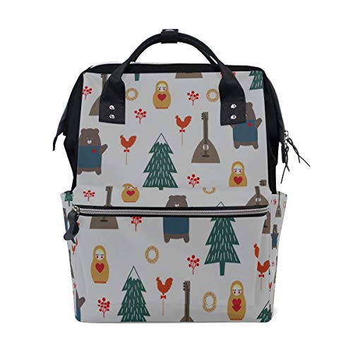 Gemalte Russische Puppe Große Kapazität Wickeltaschen Mummy Rucksack Multi Funktionen Windel Wickeltasche Tote Handtasche Für Kinder Babypflege Reise