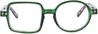 ICARA Personality Square Round Reading Glasses for Men Women,Computer Glasses Anti UV Readers (green, 2)