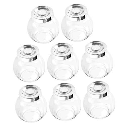 PEPLAYTAL 8 piezas Tarros de Vidrio Herméticos Frascos Redondos Transparentes para Almacenamiento de Alimentos y Té Botes Prácticos para Cocina Resistentes y Compactos para Frutos Secos y