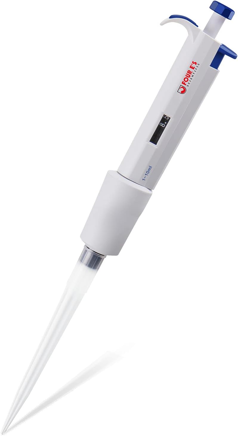 10 mL Micropipette, 1-10 mL Lab Single Channel Micro Pipettes, Adjustable Variable Volume for Liquid Laboratory Scientific School