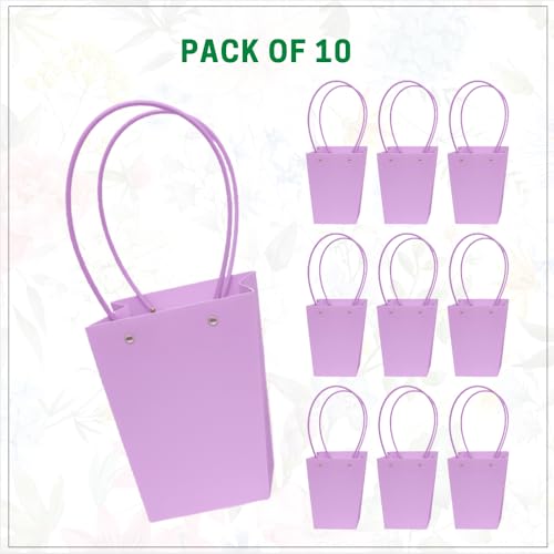 Image of Oasis Pack of 10 Conical Purple Flower Hamper Bags | Premium Floral Packaging Bags for Rakhi Gift Hampers, Flower Bouquets, Wedding, Return Gifts, Decorative Presentation & Florist Supplies.