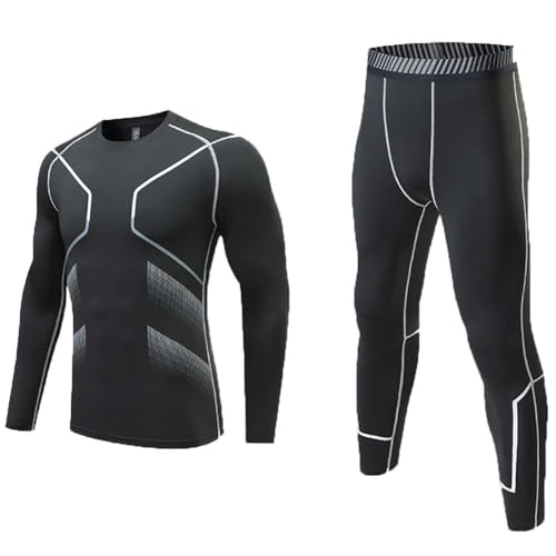 Kids Base Layer Sets Boys Compression Athletic Underwear Sports Shirt Tights Top & Bottom Set