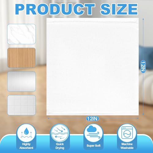 Image of 12 Pack 100% Cotton Wash Cloth, 12x12 Inch Highly Absorbent and Soft Feel Fingertip Towels, Machine Washable Washcloths for Bathroom, Gym, Hotel, Spa and Kitchen, White