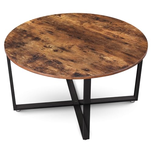 holz4home® Couchtisch Indie I Runder Wohnzimmertisch Ø88cm I Industrial-Look Braun I Vintagetisch Teetisch Vintage Sofatisch I Moderner Beistelltisch Fernsehtisch