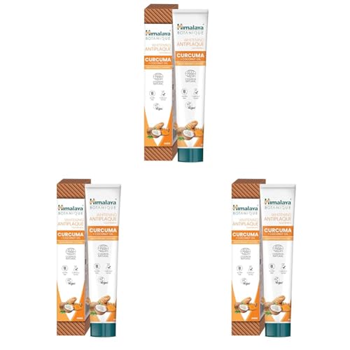 Ecocert Cosmos Natural Certified Himalaya Botanique Whitening Antiplaque Toothpaste con Activos Orgánicos, Curcuma + Coconut Oil para dientes más brillantes | Previene las caries | Vegano, 75 ml