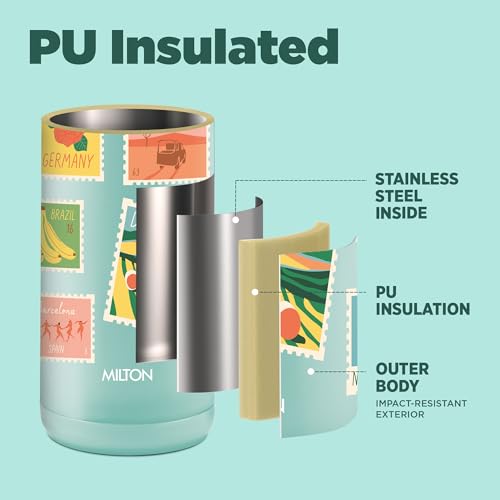 Image of Milton Steel Edge 600 Thermoware Water Bottle 500 ml with One Touch Safety Lock & Twin Lid Sip or Gulp,Long Hours Hot & Cold,Leak Proof,ISI Certified,Vacuum Insulated,for Office,Gym,School, Aqua Green