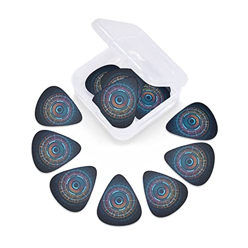 Guitar Picks Technology Future Geometric Circle Cool Lot de 12 médiators pour guitare électrique, basse acoustique, cadeau avec boîte - Les Beatles, Paul McCartney, John Lennon, RIngo Starr, George Harrison Guitar Picks Technology Future Geometric Circle Cool Lot de 12 médiators pour guitare électrique, basse acoustique, cadeau avec boîte – Image 4