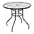 Tangkula 32" Outdoor Patio Table Round Steel Frame Tempered Glass Top Commercial Party Event Furniture Conversation Coffee Table for Backyard Lawn Balcony Pool with Umbrella Hole