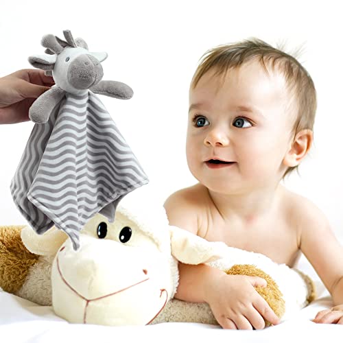 Image of CREVENT Soft Plush Animal Face Security Blankets for Boys and Girls, Great Gifts for Birthday Baby Shower (Grey Zebra)