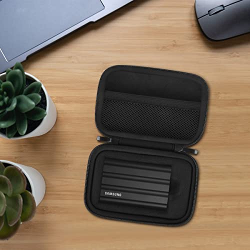 Lacdo Hard Carrying Case for Samsung T7 Shield / T7 / T7 Touch Portable Solid State Drives 500GB 1TB 2TB 4TB USB 3.2 External SSD Hard EVA Shockproof Storage Travel Bag, Black+Black