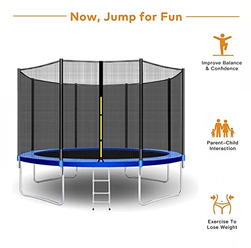 REZNOR 8 Feet Trampoline with Enclosure Safety Net & Jumping Pad for Children Kids & Adults Indoor/Outdoor Backyard Fitness Exercise Recreational Trampolines, Blue - Image 8 thumbnail