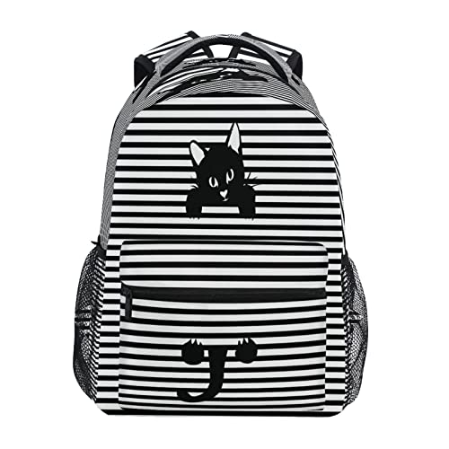 Mochila de viaje para laptop, diseño de gato a rayas, mochila escolar para estudiantes, iPad, tablet, mochila de hombro para hombres, mujeres, niñas, niños, senderismo, múltiples bolsillos y etiquetas