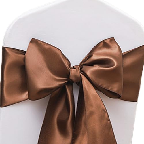 JFDYDM Lot de 50 nœuds de chaise en satin marron pour mariage, Thanksgiving, Halloween, automne, fêtes d'anniversaire