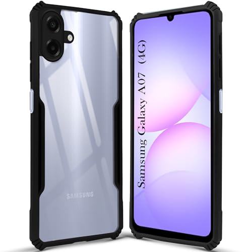 Image of Jkobi Hybrid Back Cover Case for Samsung Galaxy A07 4G (Shockproof with Polycarbonate Clear Panel | Professional Black)