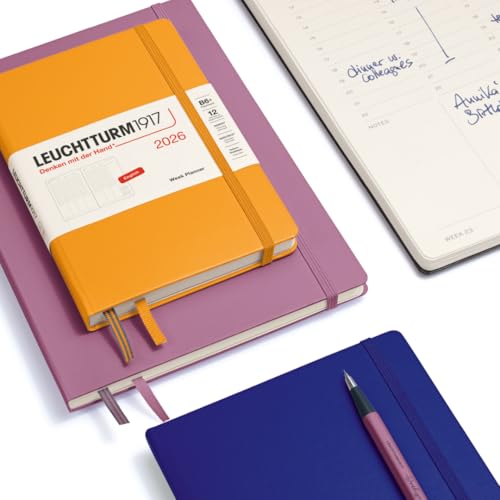 Agenda semanal LEUCHTTURM1917 A5 2026 negra en inglés para organización personal 2