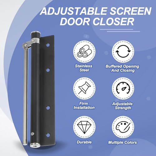 Tope de puerta de resorte PATIKIL negro con velocidad regulable 6