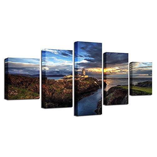 Tableaux Château de la mer 5 pièces pour décoration murale de salon