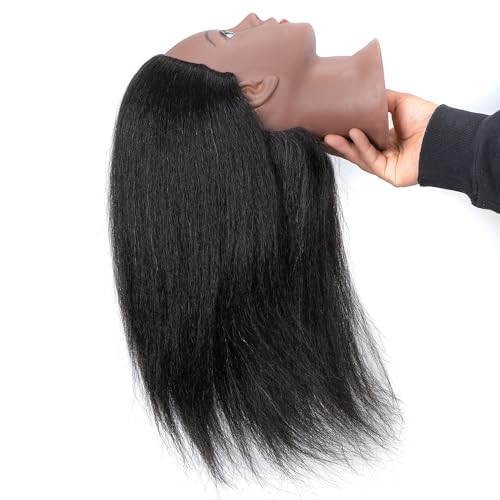 mannequin head human hair manikin head with 100 human hair cosmetology doll head for hairdresser practice braiding hair styling with table clamp stand and tools 14inch