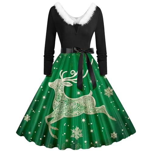 Vestido de fiesta 2026, elegante, de manga larga, cuello sintético, asimétrico, para fiestas y cenas, verde, M