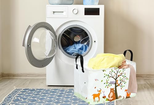 Image of Rec Animals Print Box Hamper Storage Basket Collapsible Organizer Bin Gift Shelf Baskets for Home and Kitchen Storage