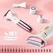 4 in 1 Electric Lady Shaver for Women, Bikini Trimmer for Body, Legs, Pubic Hair and Face, Painless Electric Razor IPX7 Waterproof, Rechargeable & Cordless, Portable for Wet and Dry Use, Pink