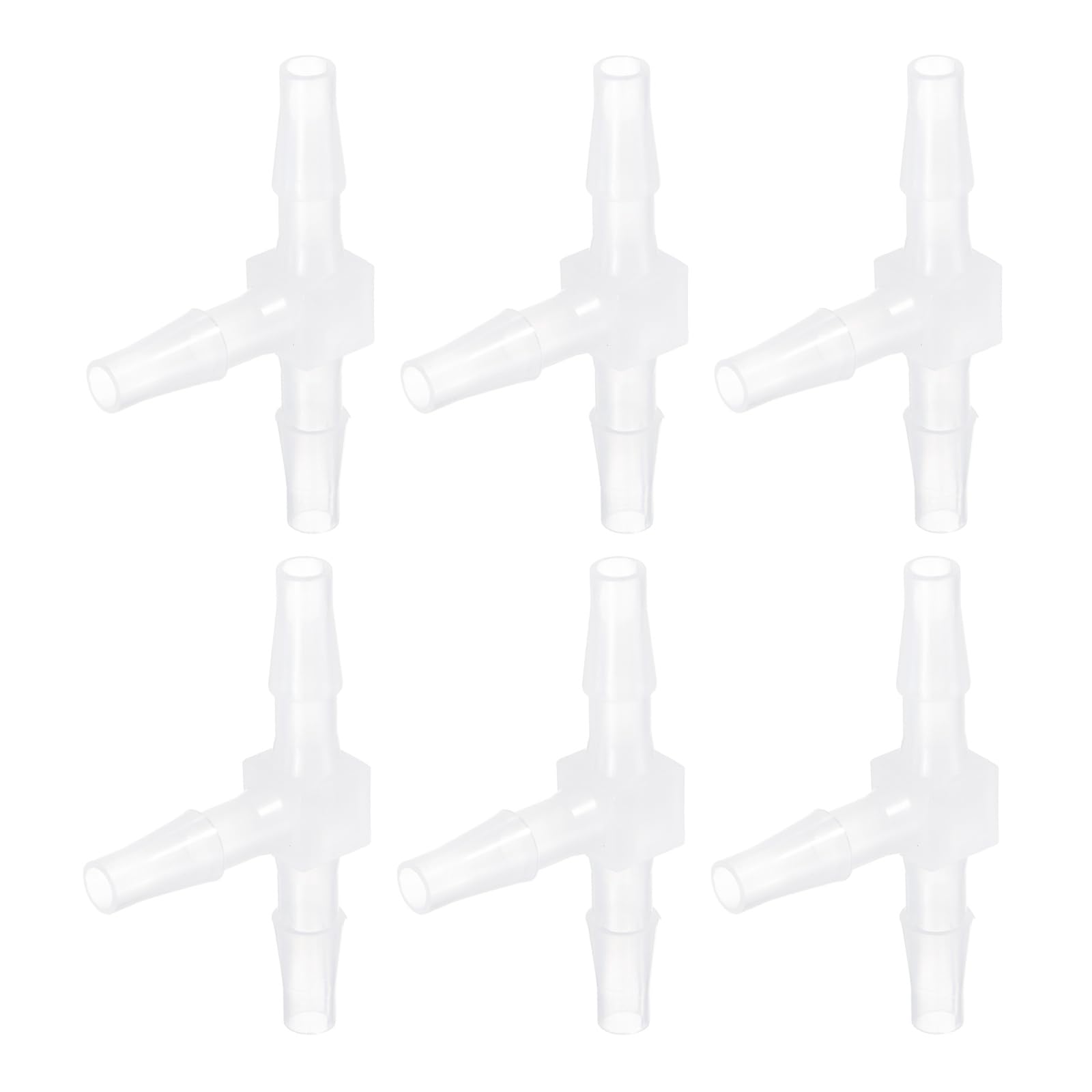 sourcing map 6pcs Plastic Hose Barb Fitting, 1/4" x 1/4" t Shape Tee Barbed Hose Pipe Fitting Splicer Mender Joint Adapter for Water Liquid Fuel Line Tube, Clear