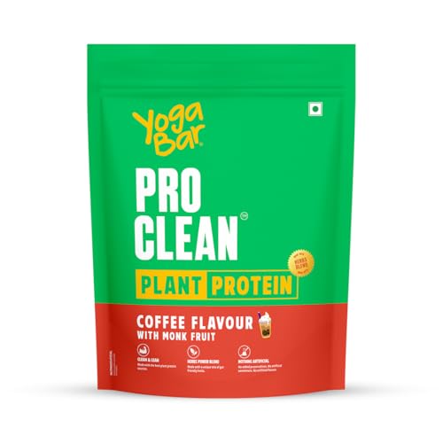 Image of Yogabar Pro Clean Plant Protein | Coffee Flavour with Monk Fruit | 25g Protein per Serving | Clean & Natural Blend | Vegan, No Added Sugar, Gluten-Free | 500g