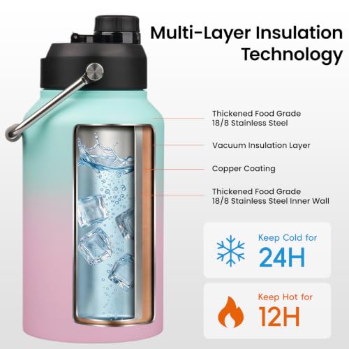 Image of Konokyo 128 oz Insulated Stainless Steel Water Bottle Jug with Handle