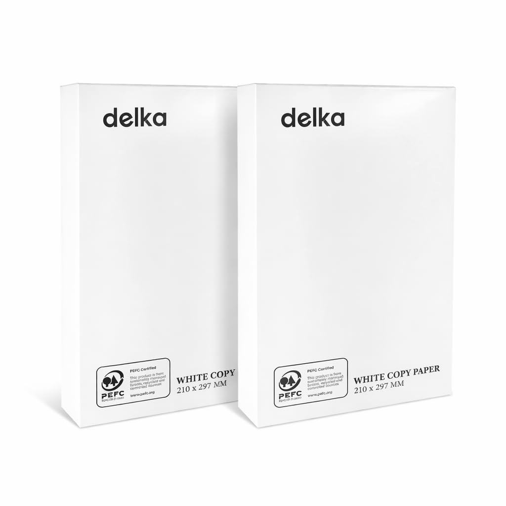 delka Multi-Purpose A4 Printer Paper, 75gsm A4 Paper, 2 Ream, 1000 Sheets, White