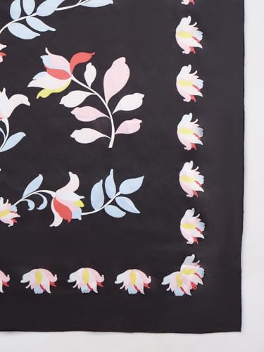 Image of Ravaiyaa - Attitude is everything Women Silk Digital Print Large Square Scarf Breathable Lightweight Neckerchief Printed Headscarf 40 inch x 40 inch Inch