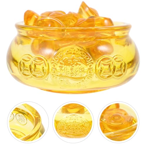 IMIKEYA Conjunto De Bacia De Tesouro Feng Shui Yuan Bao Cristal Lingote Chinês Com Cornucópia Citrin