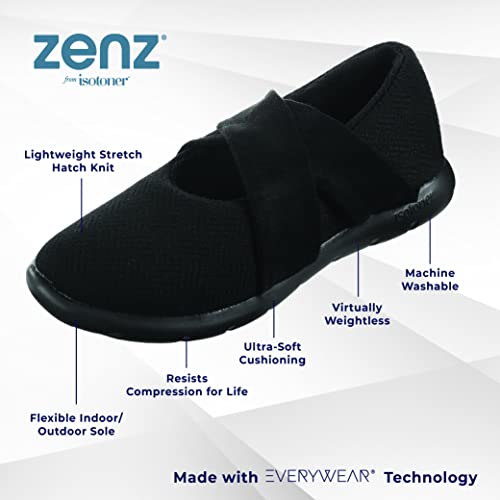 isotoner Zenz Womens Ballerina Slippers, Lightweight Hatch Knit Fabric with soft straps2