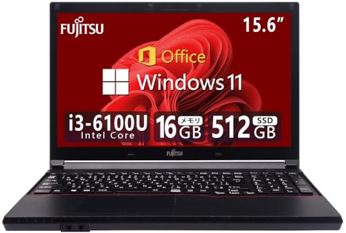 【整備済み品】 【6世代CPU!×内蔵テンキー】富士通 ノートパソコン FMV LIFEBOOK A576/15.6インチ/CPU: Intel Core i3-6100U/メモリ:16GB/Windows11/Office2019/USB3.0/HDMI