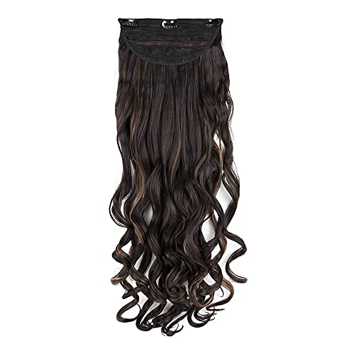 Stasia Street 30-Inch Beach Wavy Clip-In Korean Synthetic Breatheable Hair Extensions for Women Natural Look Instant Volume & Length – Golden Highlights