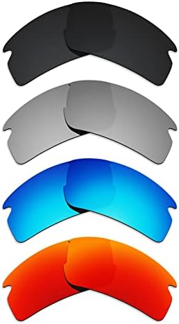Alphax 4 Pair Polarized Replacement Lenses for Oakley Flak 2.0 OO9295 - Black+Titanium+Blue+Red