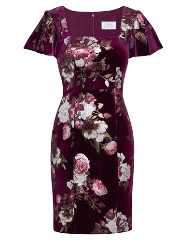 Robe de cocktail chic en velours col carré vêtement de fête mi-long