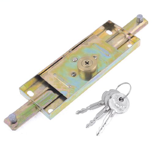 sourcingmap Serrure pour Volet Roulant Porte Garage Entrepôt Magasin ton or 23 cm de long avec 3 clés verticales