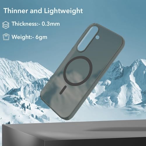 Image of DIZORO Matte Case for Samsung Galaxy S26 Compatible with MagSafe, Camera Lens Full Protection, Shockproof Translucent Frosted TPU Soft Phone Cover, Anti-Fingerprint (Black)