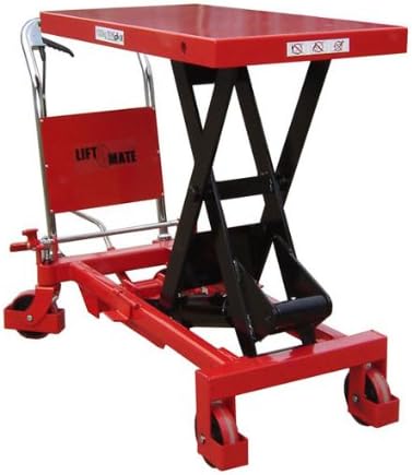 LiftMate Mobile Scissor Lift Table, Heavy Duty Scissor Lift Platform Trolley, 1000kg Capacity, Hydraulic Lift Table Cart