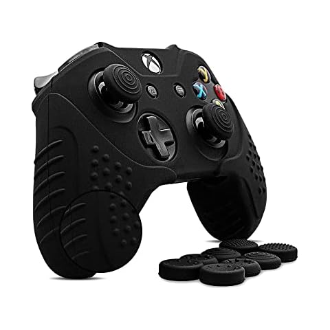 Cybcamo Anti Slip Silicone Controller Cover, Thumb Grips Caps Protective Case for Xbox One X & One S Controller-Black Cover