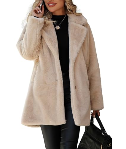 Vipwest Women's Faux Fur Coat Autumn Fake Rabbit Wool Fleece