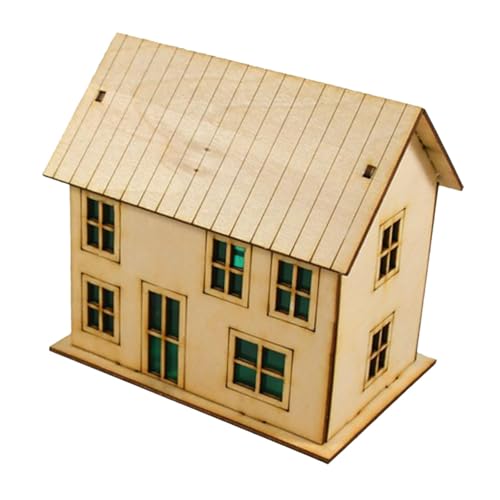 TTETTZ 1:64 Scale Miniature Wooden House Architecture Scene DIY Building for Birthday Gift, Style D