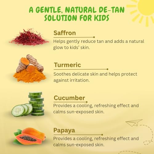 Image of Tekme After Sun Soap for Kids | Gentle Tan Removal & Daily Use Kids De-Tan Soap with Saffron, Turmeric, Papaya & Aloe Vera | Natural Handmade Soaps for 3 Years+ (75g x Pack of 3)