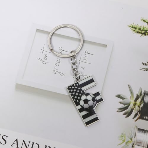 Bag Charms Initial A-Z Letter Keychain Bag Charm Soccer Keychain for Handbags Sports Bag