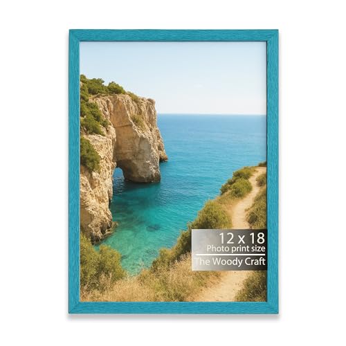 Image of 12x18 Photo Frame | Blue Photo Frame For Wall That Refreshes The Room | Wall Photo Frames For Home Decoration | Wooden Frame With Neat Edges | Vintage Photo Frames For That Retro Charm