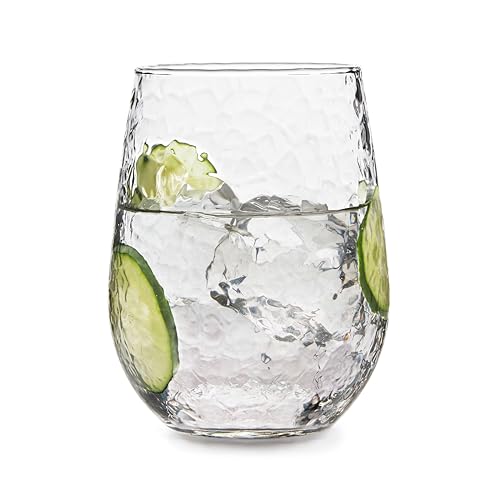 Libbey Hammered Stemless All-Purpose Wine Glasses, 17-ounce, Set of 8