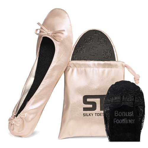 Silky Toes Foldable Flats for Women Purse Ballet Shoes Ballerina Slippers