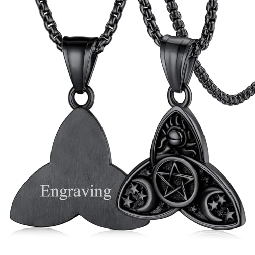 Collier Triple Lune en acier inoxydable durable pour homme et femme