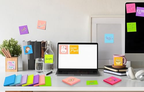 Image of 18 Pads Sticky Notes 76 mm x 76 mm Sticky Notes for Writing on Easy to Write On Re-Stickable Super Sticky Notes for School, Home, Office