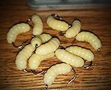 1 Dozen - #10 Rubber Grub Maggot Milky Amber Wet Fly - Trout, Crappie, Pan Fish Fly Fishing Freshwater Saltwater Soft Lure Kit